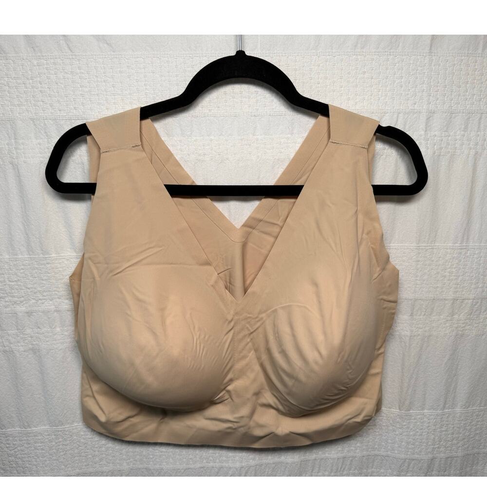 Truekind Everyday Comfort V-Neck Bralette, Nude, Size 4XL NEW!